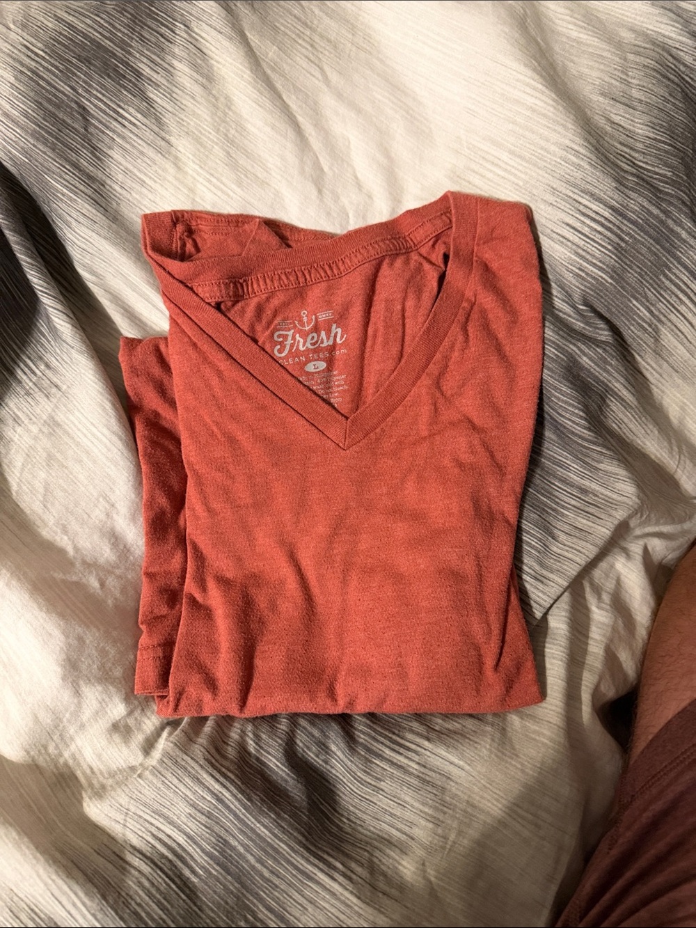 fresh Men's V-Neck Short Sleeve Tee - Rust